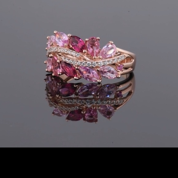 14k Ruby Pink Sapphire Diamonds Ring - Picture 5 of 11